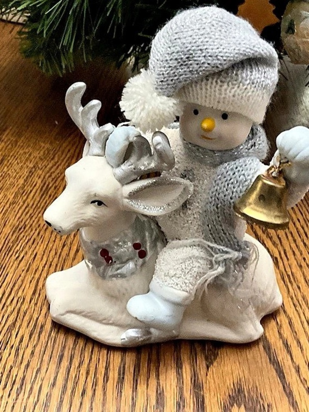 Shelf 3- SNOW BABY-Christmas Snowman & Reindeer Figurine-PORECLAIN